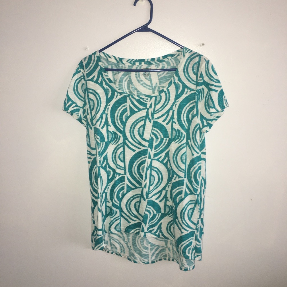 New Directions brand green and white blouse
